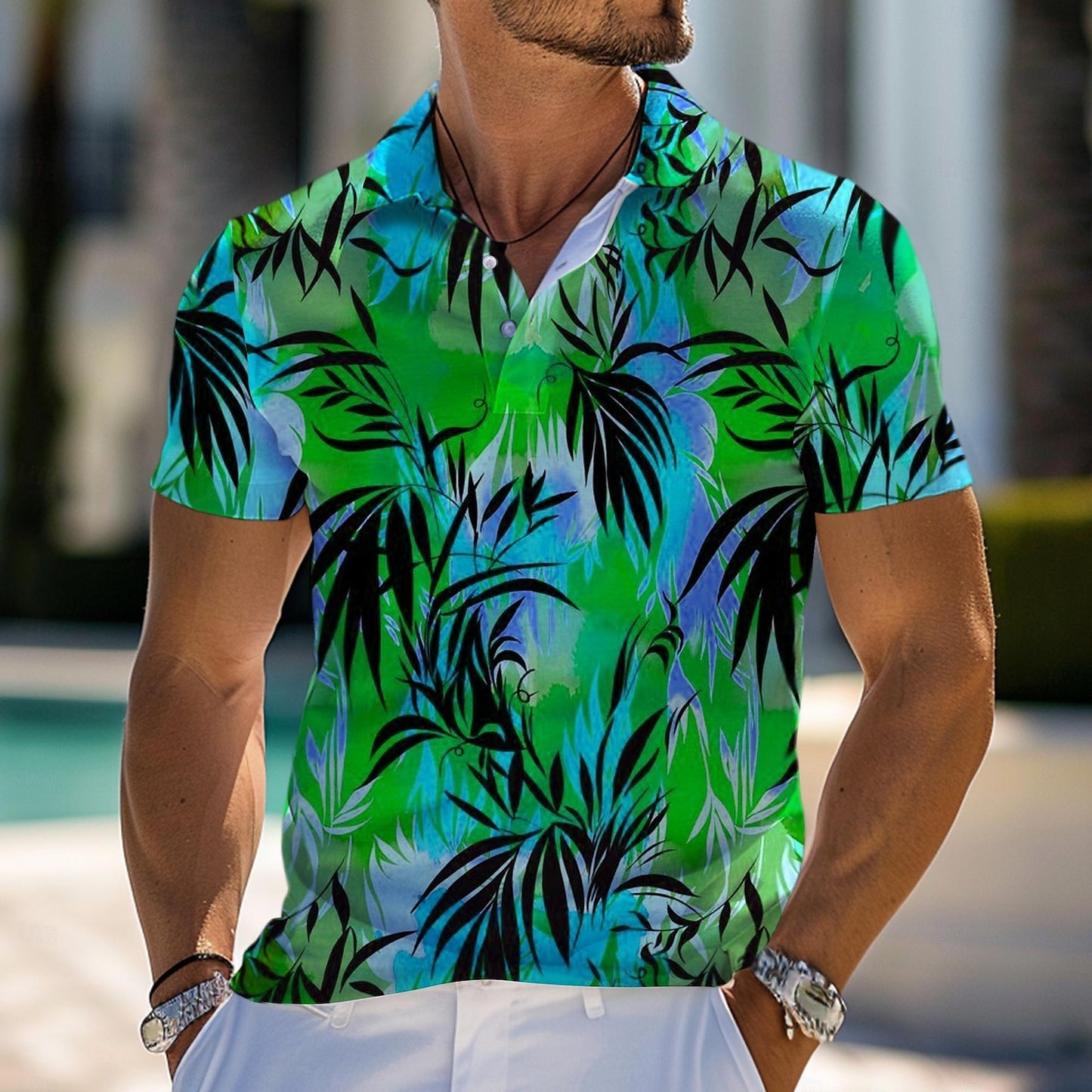 Palm Tree Hawaiian Polo Shirt