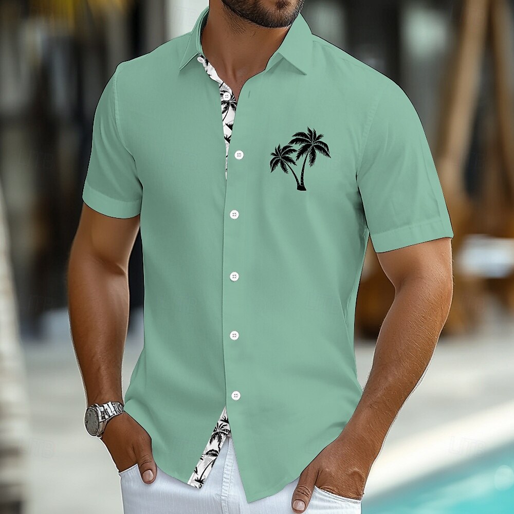 Camiseta de verano con plantas tropicales y cocoteros