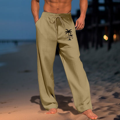 3D Coconut Tree Print Trousers