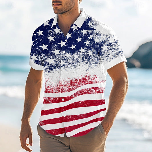 US Flag Button-Up Shirt