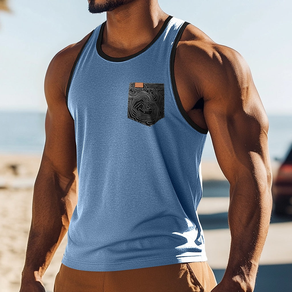 Sleeveless Muscle Tank with Pocket