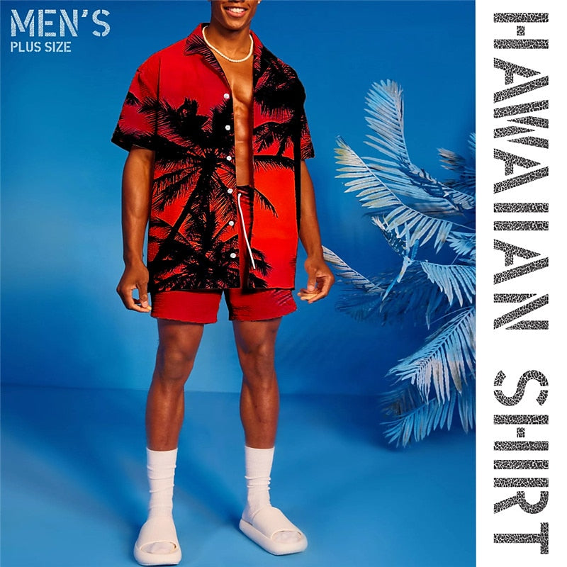 Coconut Tree Graphic Prints Shirts Sets
