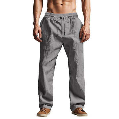 Linen Drawstring Beach Pants with Pockets