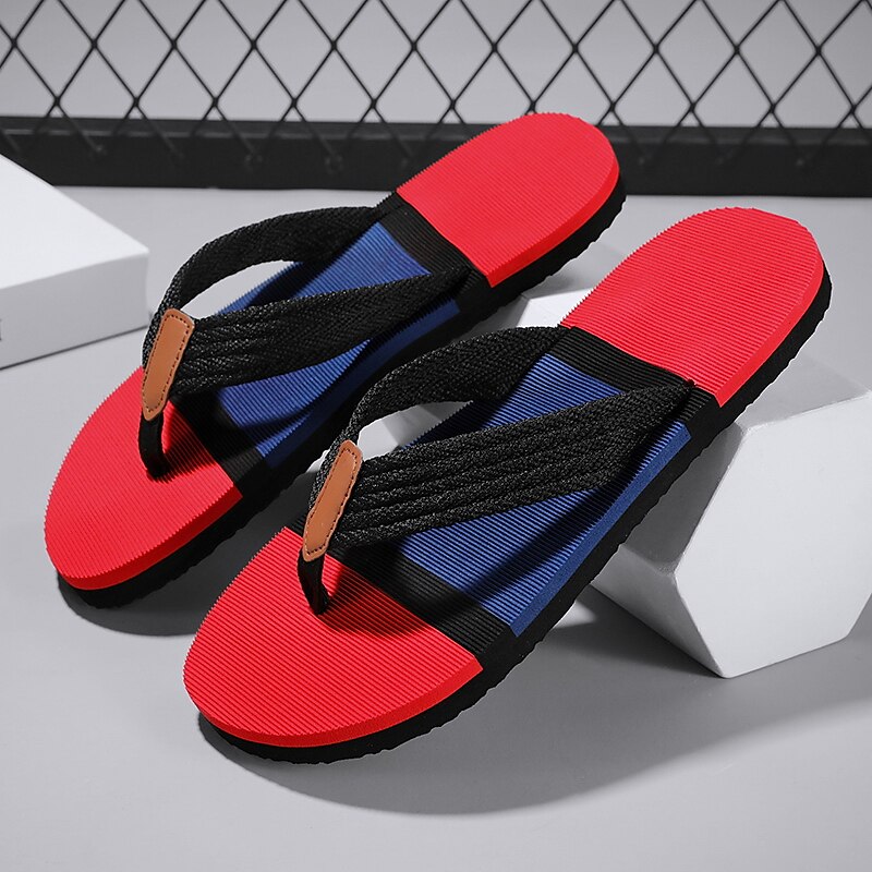 Colorblocked Mesh Strap Flip Flops