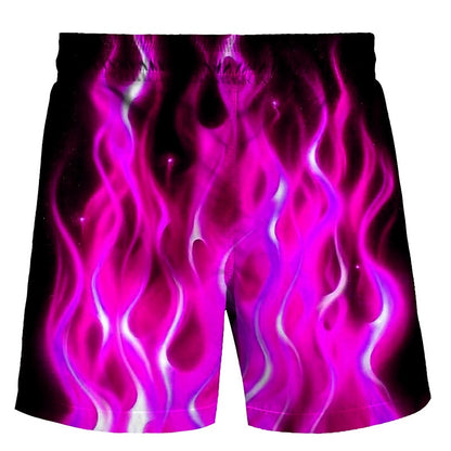 Flame Print Swimming Bathing Suit Shorts