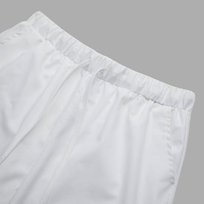 Cropped Linen Drawstring Beach Pants