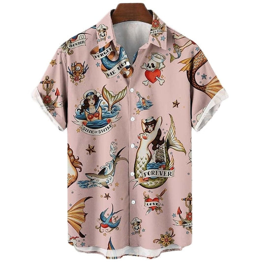 Mermaid Summer Hawaiian Aloha Shirt