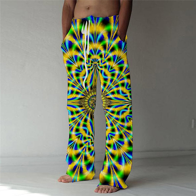 Pantalones de verano con cordón y diseño abstracto