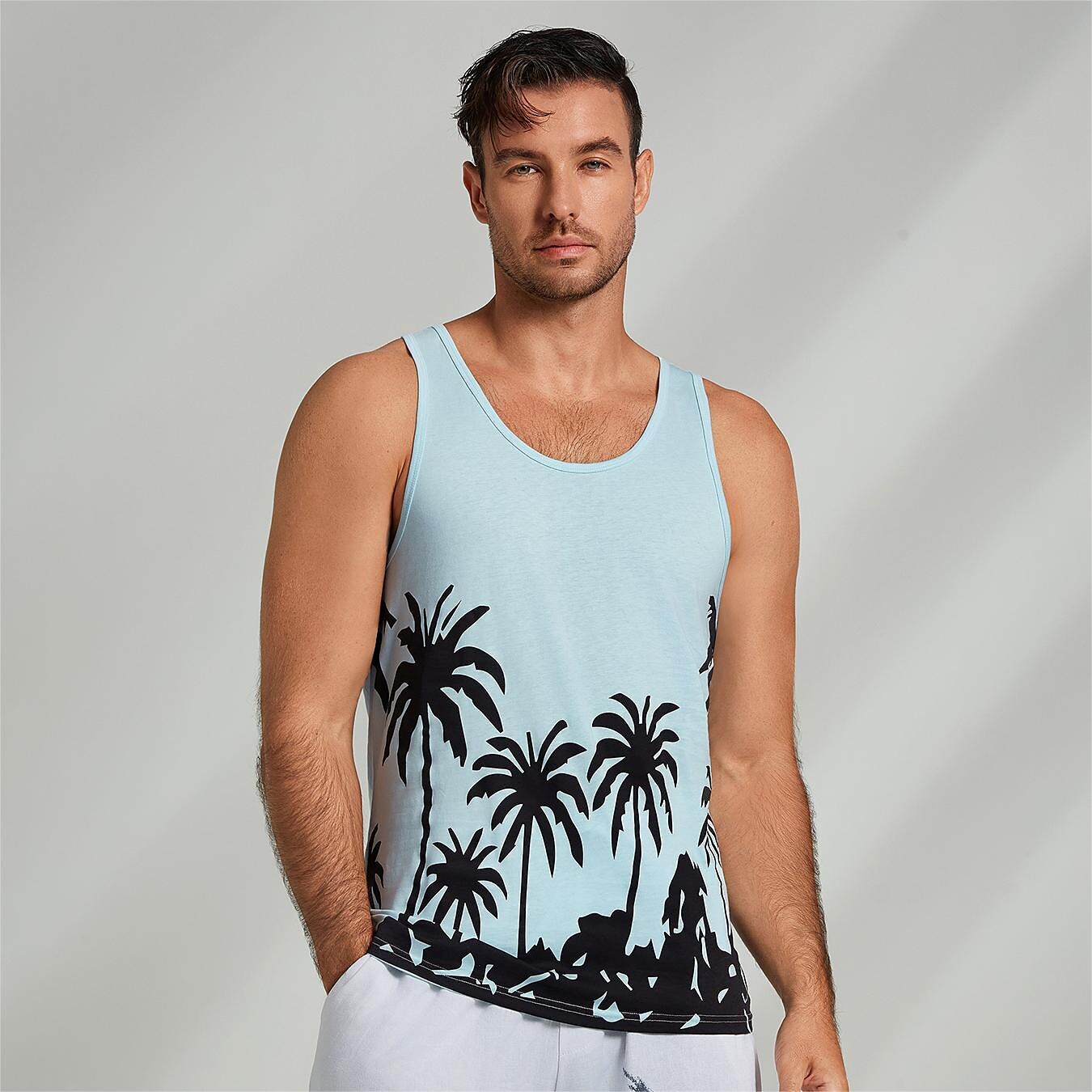 Cotton Graphic Tank Top Coconut Tree