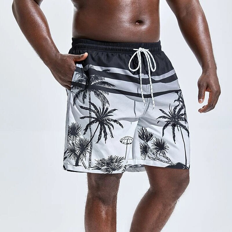 Coconut Tree Graphic Prints Swimming Shorts