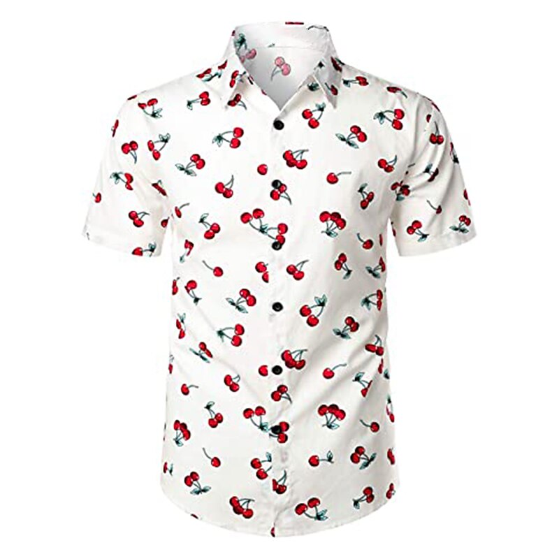 Camisa hawaiana de verano con hojas, frutas y plátanos, camisa hawaiana, camisa de manga corta