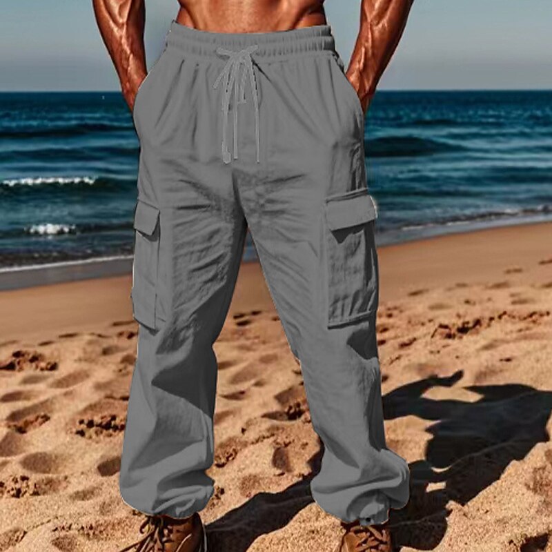 Linen Cargo Jogger Pants