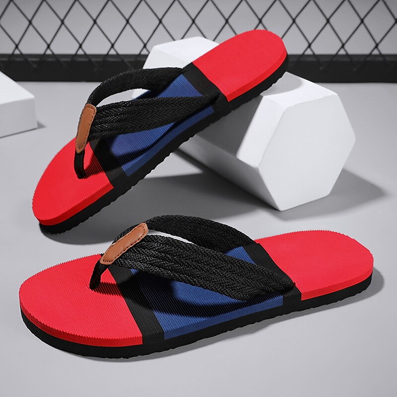 Colorblocked Mesh Strap Flip Flops