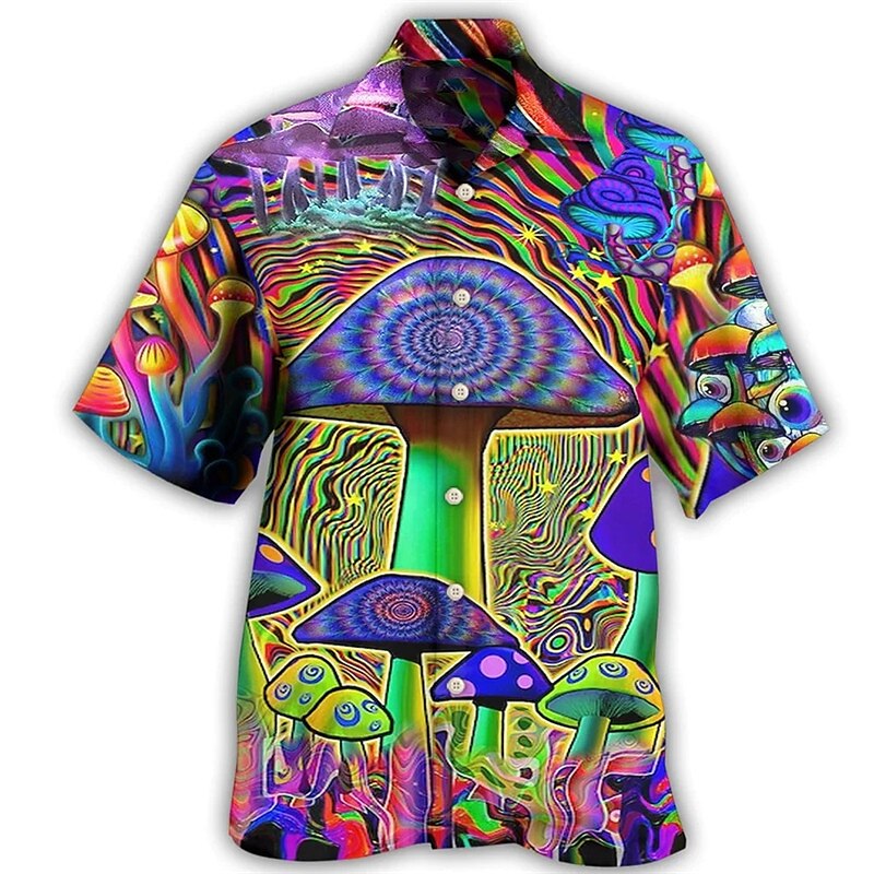 Aloha Hippie Colorful Mushroom Shirt