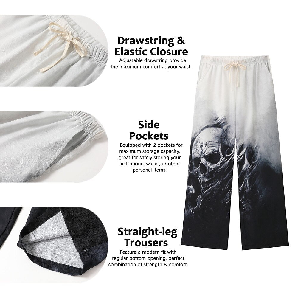 3D Graphic and Skull Design Trousers Pants