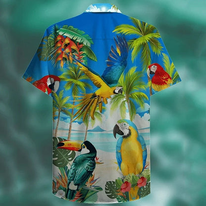 Parrot Palm Leaf Camp Collar Shirt