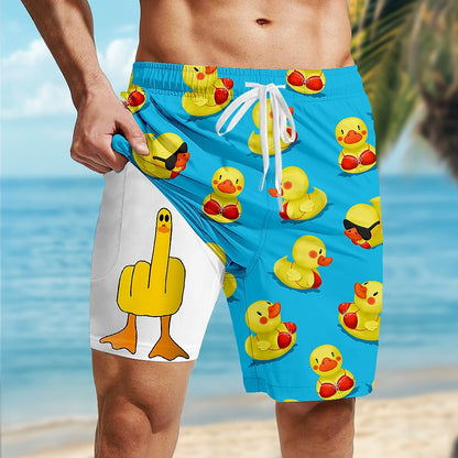 Little Yellow Duck 2-in-1 Board Shorts