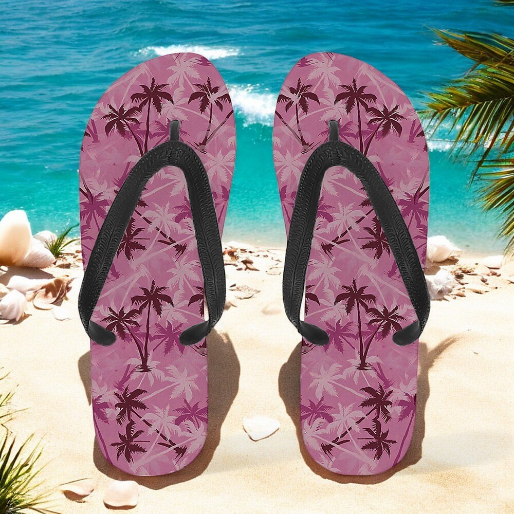 Hawaiian Coconut Tree Pattern Beach Flip Flops