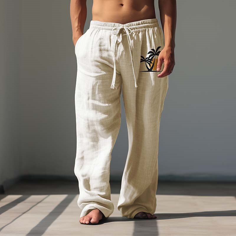 Coconut Tree Hawaiian Cotton Pants