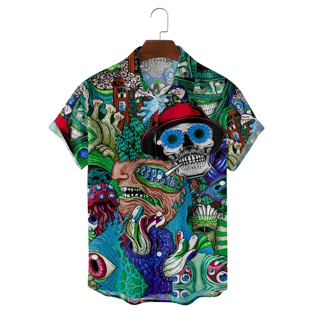 Aloha Graphic Skeleton Shirt