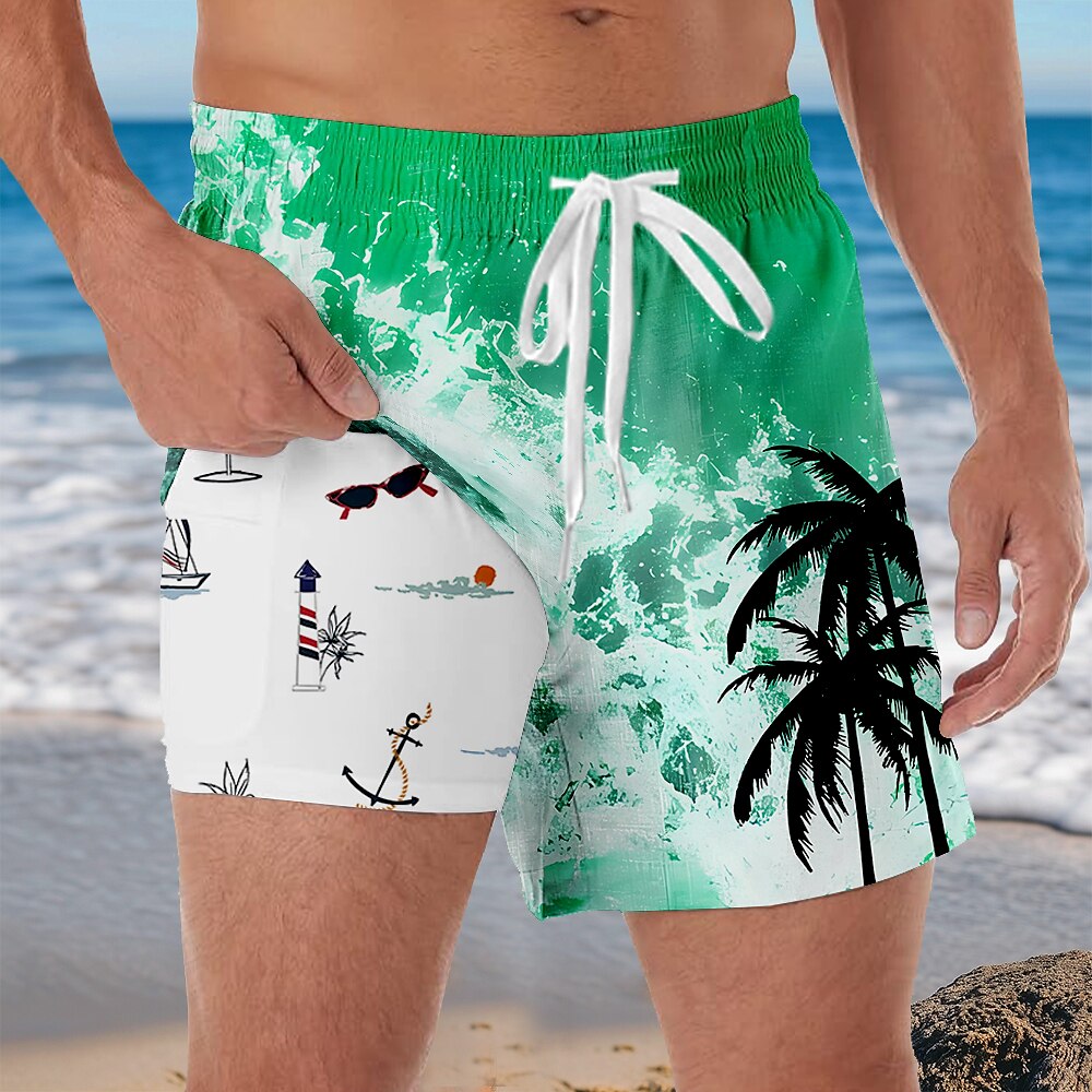 Coconut Tree Ocean 2-in-1 Board Shorts