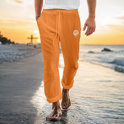 Classic Style Linen Drawstring Pants
