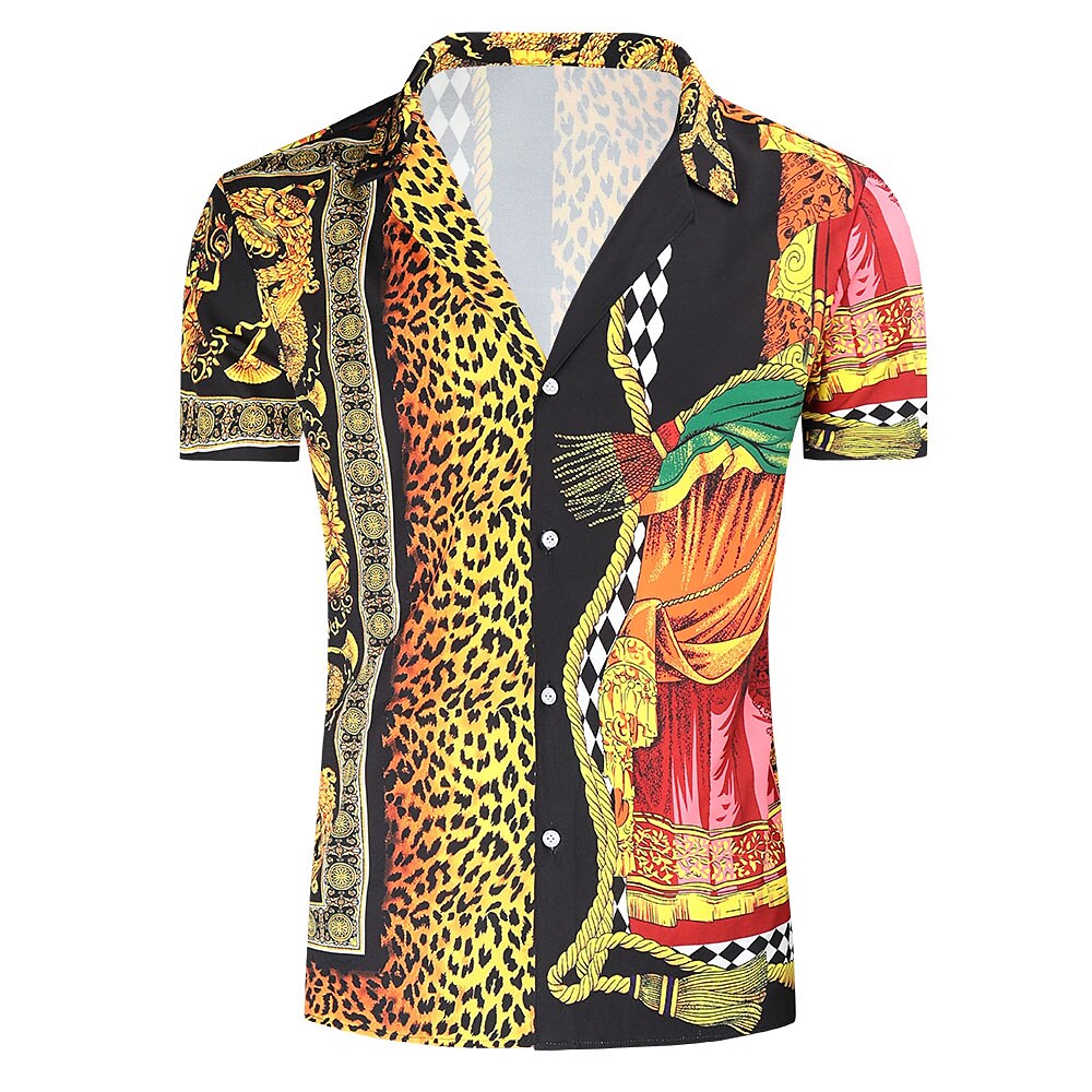 Summer Hawaiian Leopard Geometric Shirt