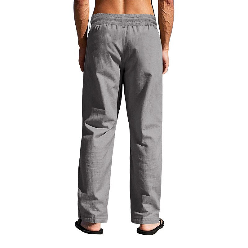 Linen Drawstring Beach Pants with Pockets