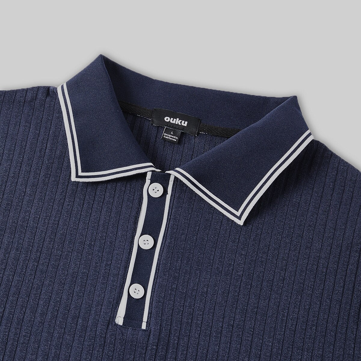 Ribbed Patchwork Golf Polo