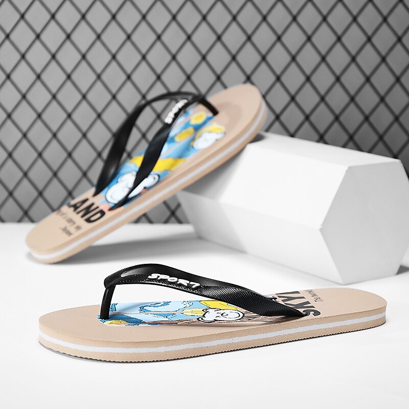 Playful Blue Cartoon Dog Flip-Flops