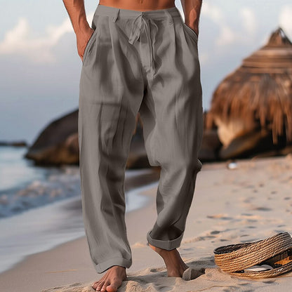 Classic Drawstring Pleat Summer Pants