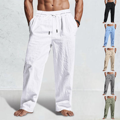 Casual Linen Drawstring Summer Trousers