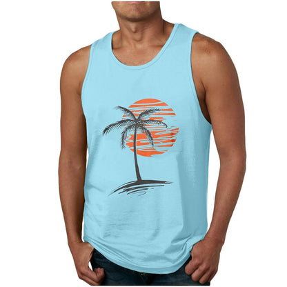 Coconut Tree V-Neck Tank Top