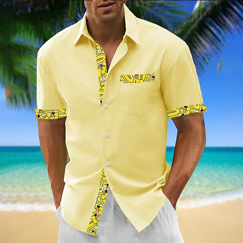 Camisa hawaiana de verano con plantas tropicales