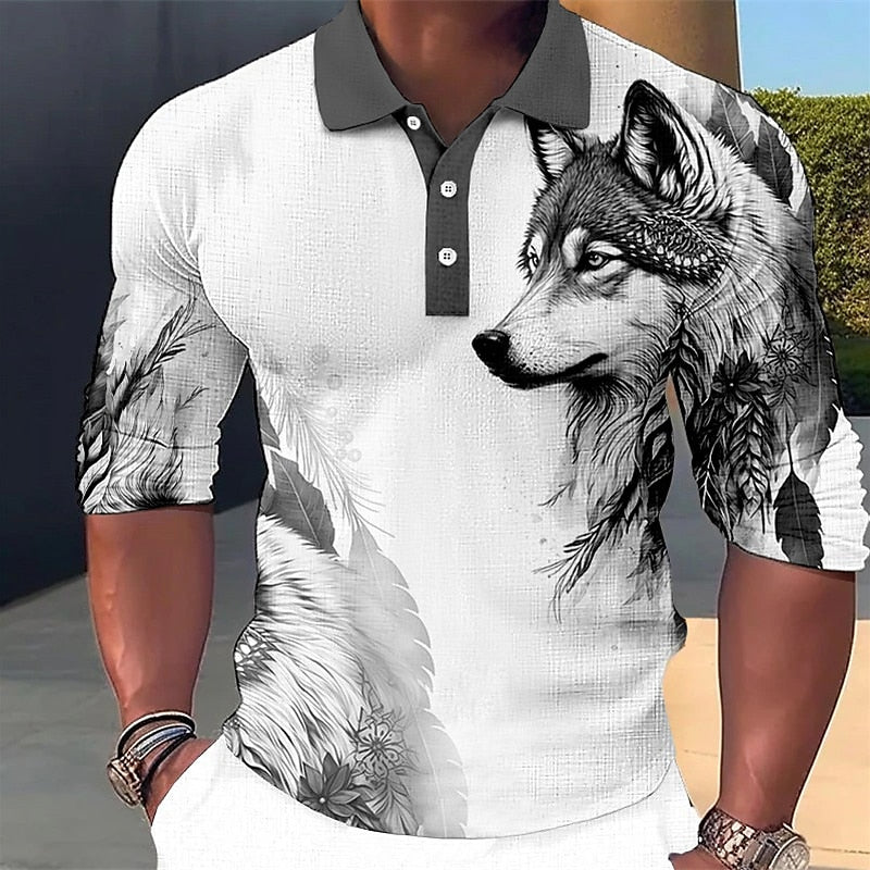 Wolf Long Sleeve Polo Shirt