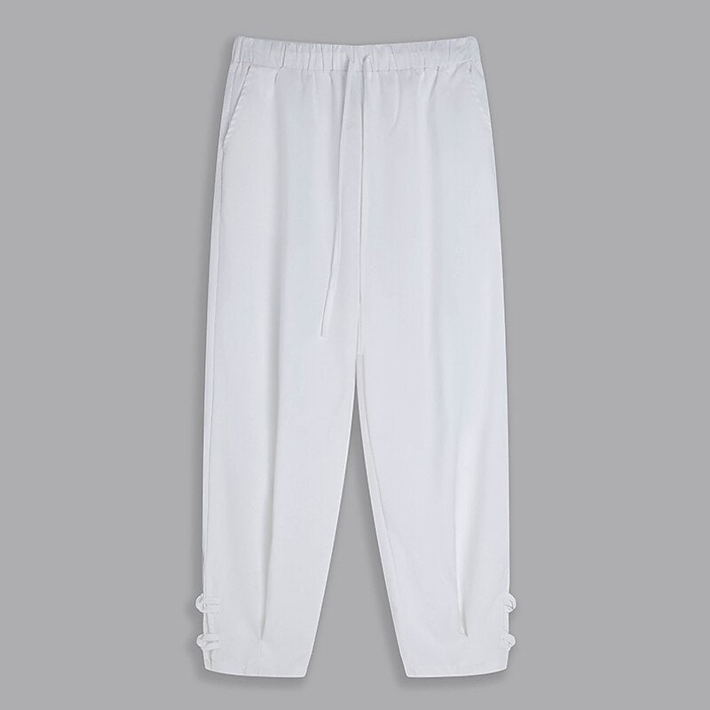Cropped Linen Drawstring Beach Pants