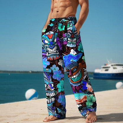 Tiki Tropical Aloha Resort 3D Printed Pants