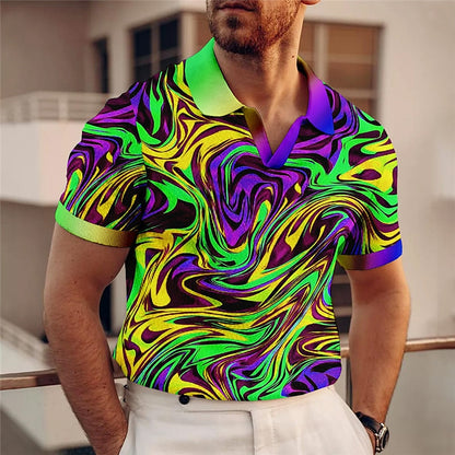 Graphic V-Neck Polo Shirt