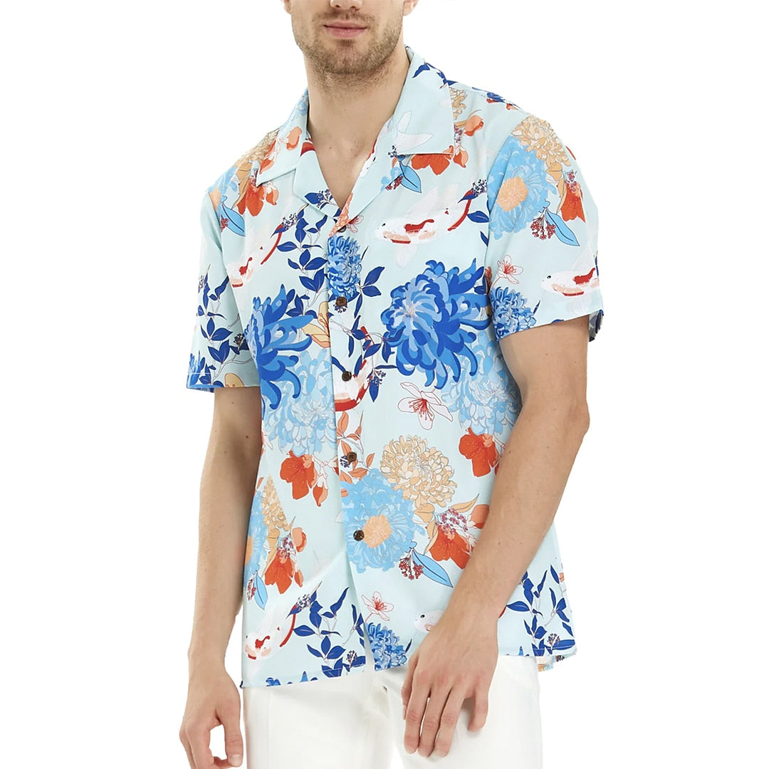 Camisa floral de manga corta deportiva, moda urbana, informal, para vacaciones