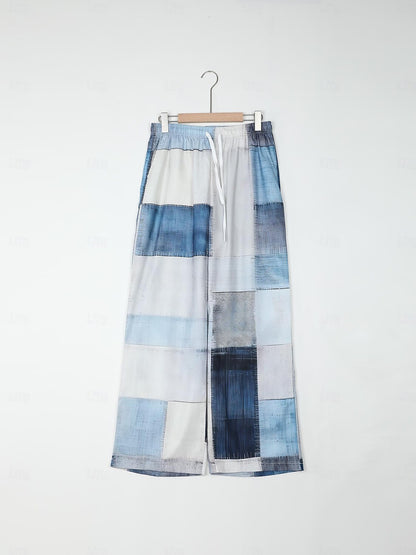 Plaid Color Block Resort 3D Printed Casual Pants