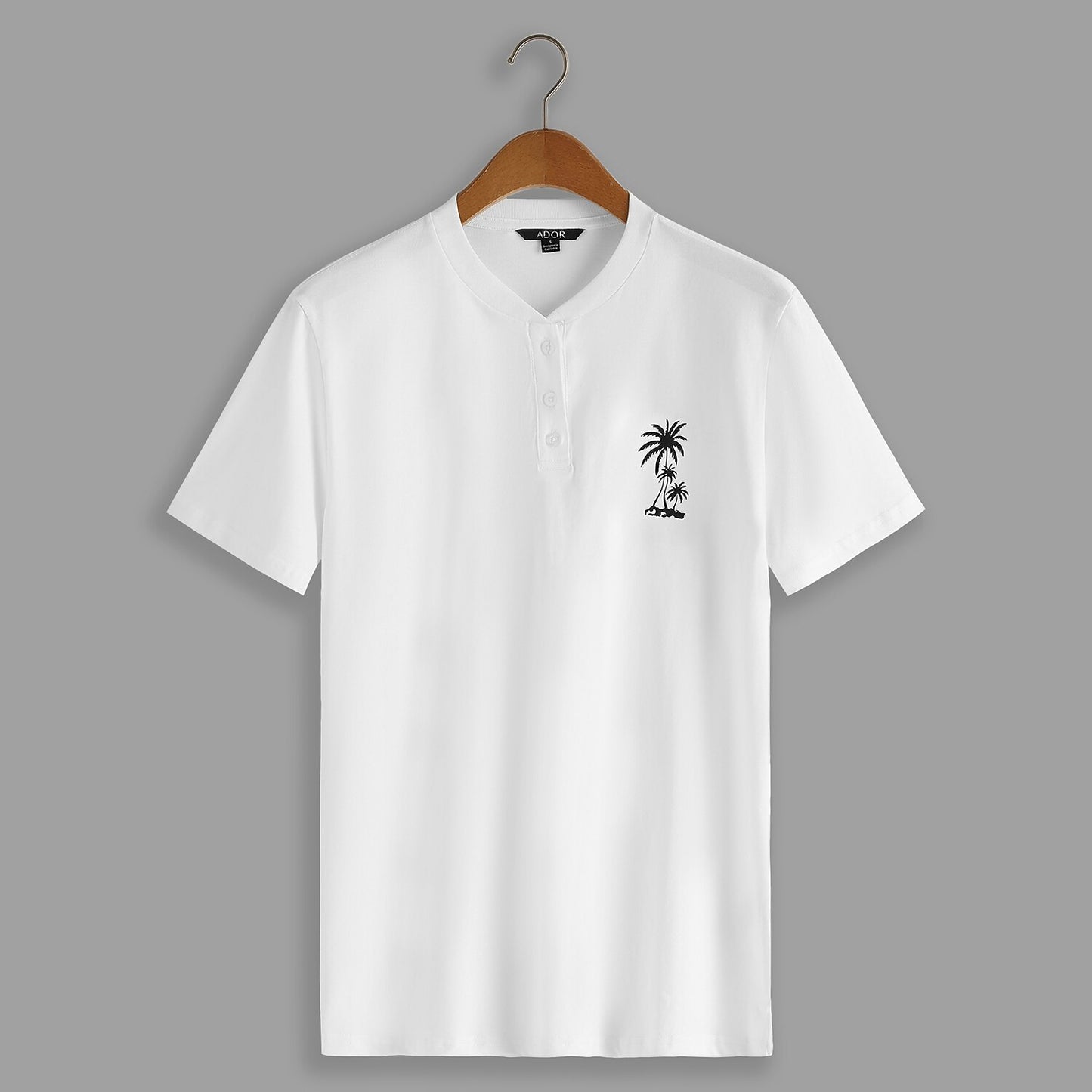 Coconut Tree Graphic Henley T-shirt