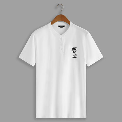 Coconut Tree Graphic Henley T-shirt