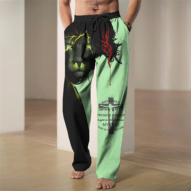 Pantalones con estampado 3D abstracto vintage de Lion Faith