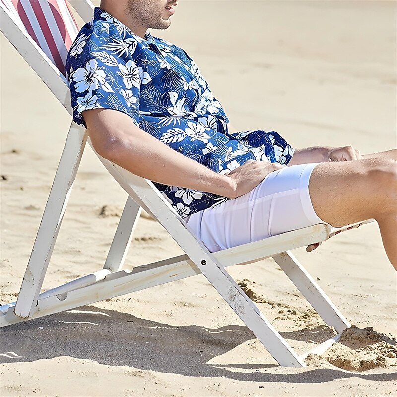 Camisa floral con flores tropicales Camisa de verano Camisa de playa Manga corta