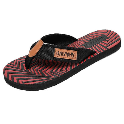 Red & Black Geometric Fashion Flip-Flops