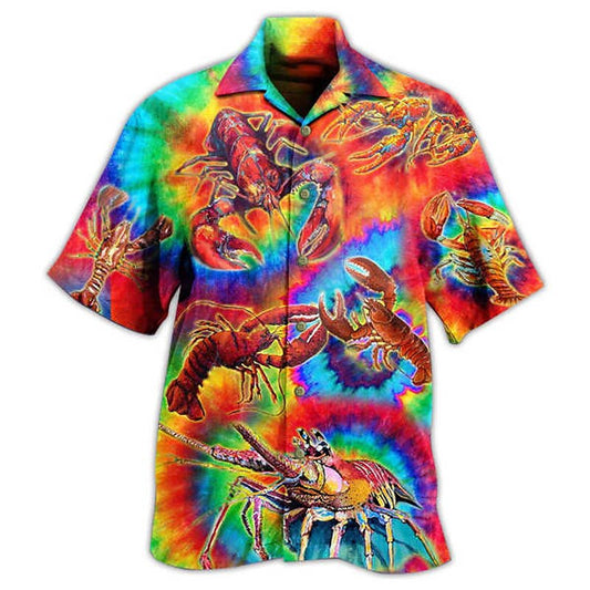 Camisa de camarón tropical Camisa hawaiana de verano Camisa Aloha Manga corta S