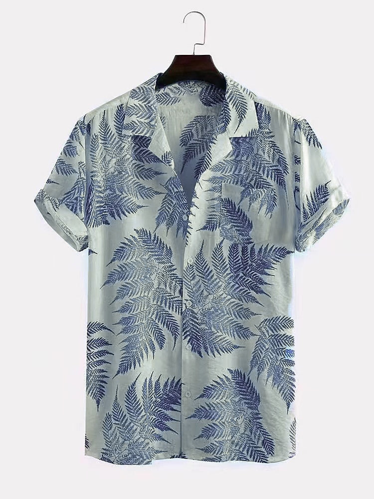 Palm Leaf Tropical Camp Collar Shirt