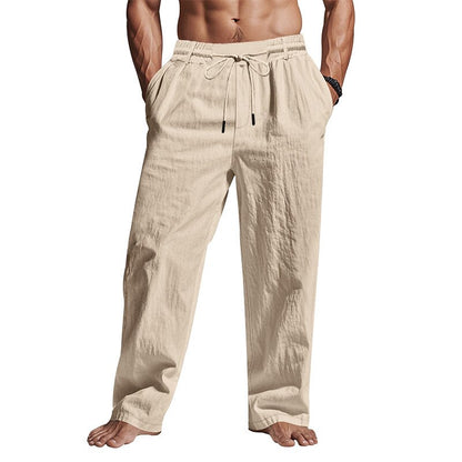 Linen Drawstring Beach Pants with Pockets