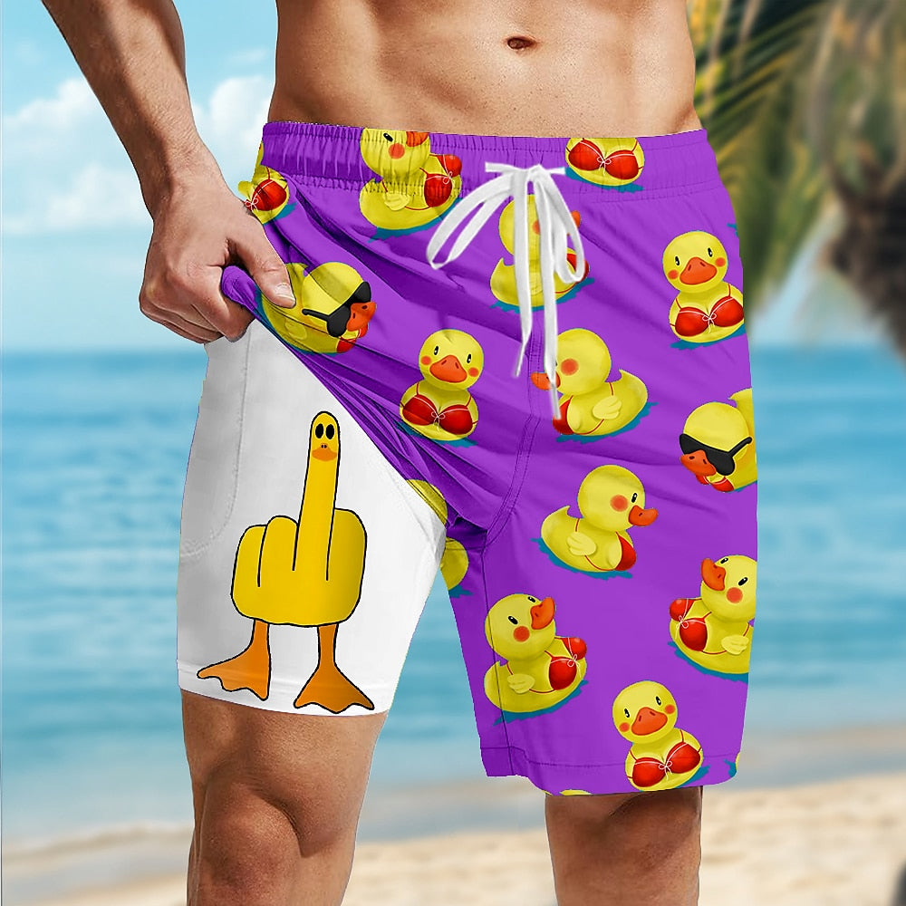 Little Yellow Duck 2-in-1 Board Shorts