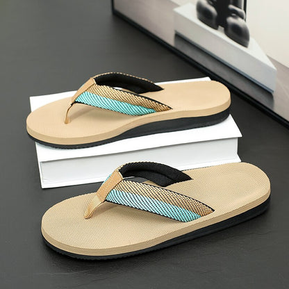 Red Flip-Flops with Black & Gold Stripes